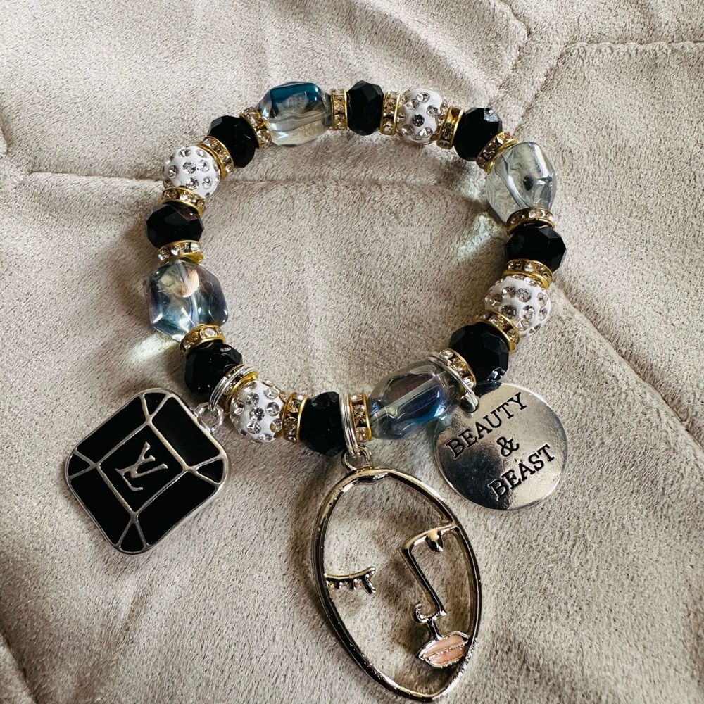 Silver and Black Charm Bracelet